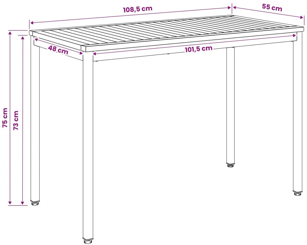 Sodo vakarienės stalas Natūralus ir kava 108,5 x 55 x 75 cm