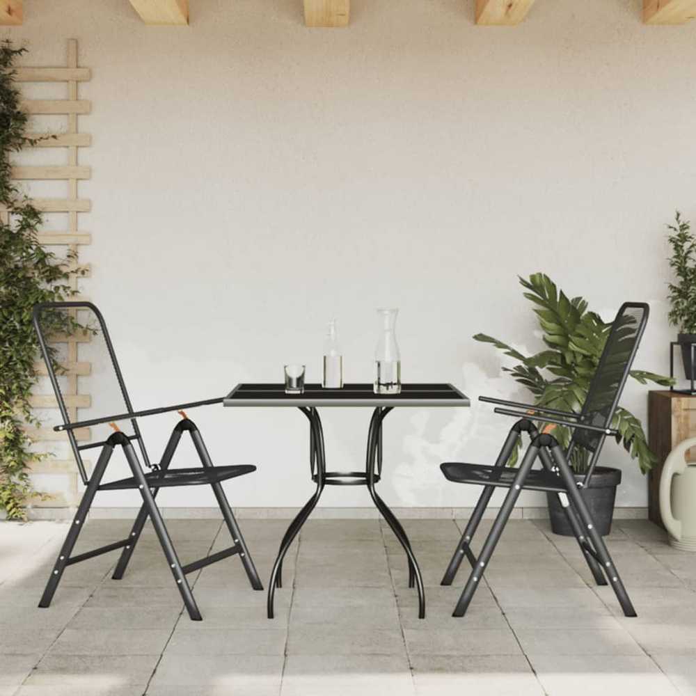 Lauko baldų komplektas Sodo valgomojo baldų komplektas, 3 dalių, antracito, metalas