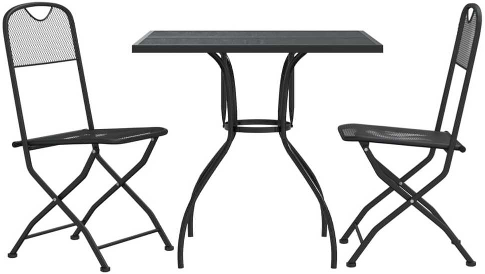 Lauko baldų komplektas Sodo valgomojo baldų komplektas, 3 dalių, antracito, metalas