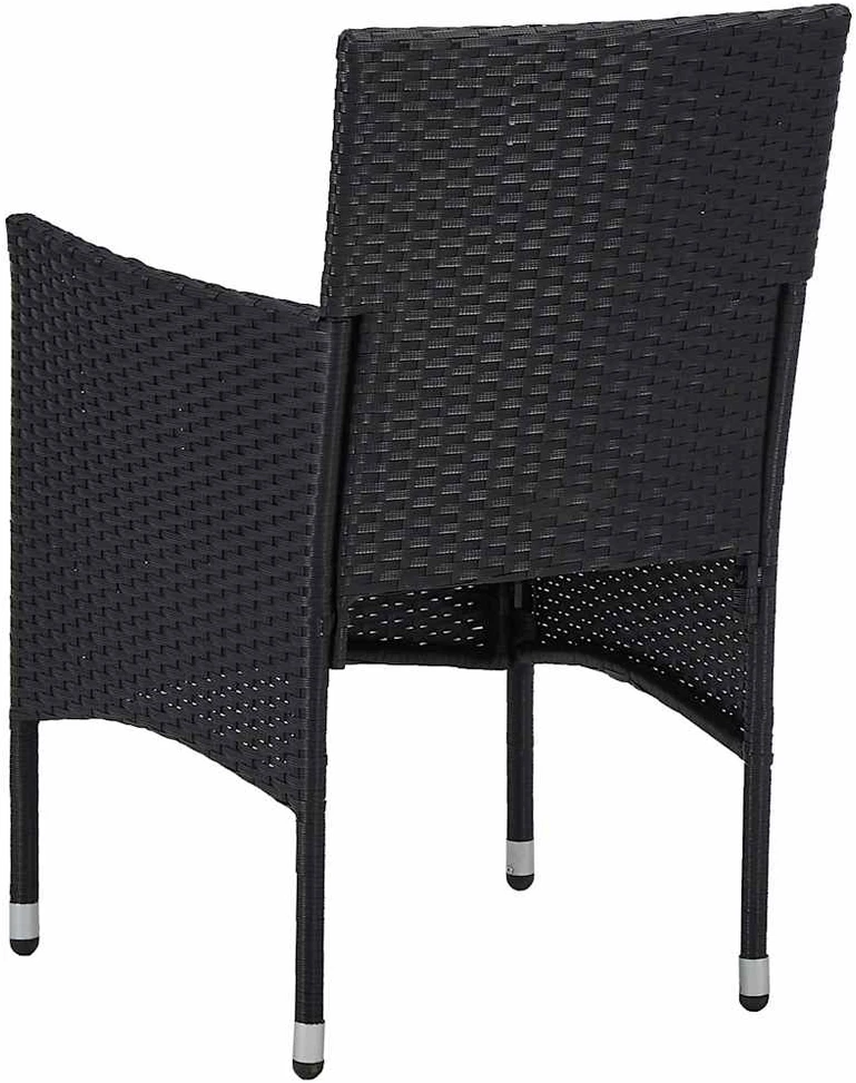 Lauko baldų komplektas Sodo valgomojo baldų komplektas, 3 dalių, juodos spalvos