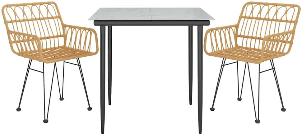 Lauko baldų komplektas Sodo valgomojo baldų komplektas, 3 dalių, poliratanas
