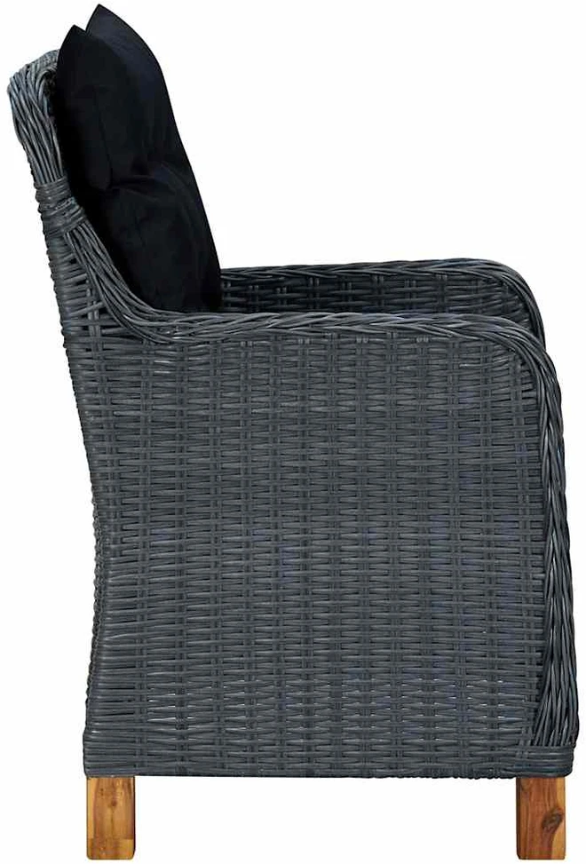 Lauko baldų komplektas Sodo valgomojo baldų komplektas, 3 dalių, tamsiai pilkas