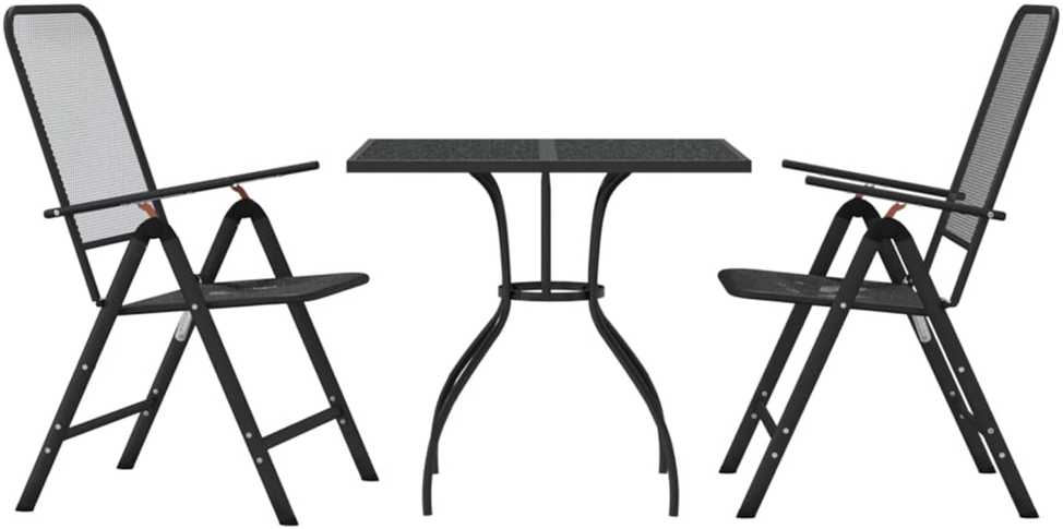Lauko baldų komplektas Sodo valgomojo baldų komplektas, 3 dalių, antracito, metalas