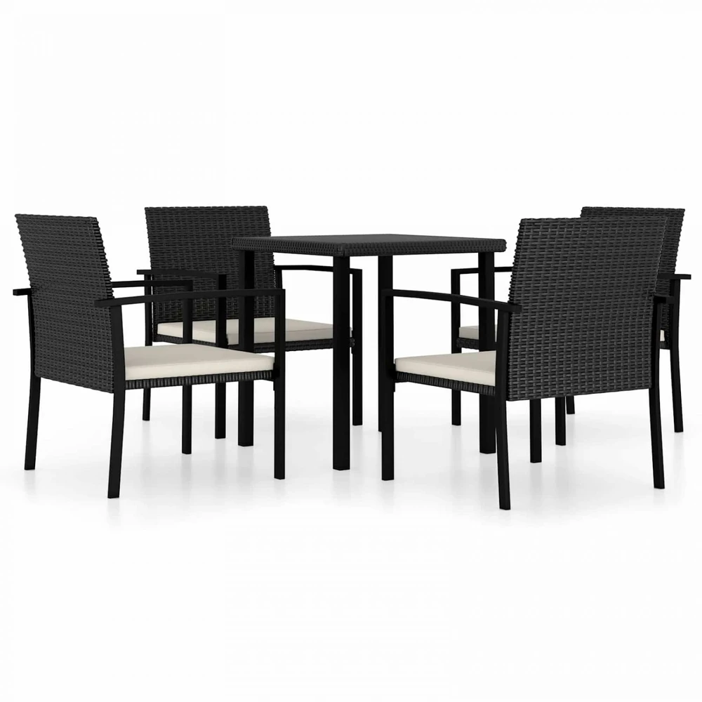 Sodo valgomojo komplektas 5 pcs Juoda poliratanas