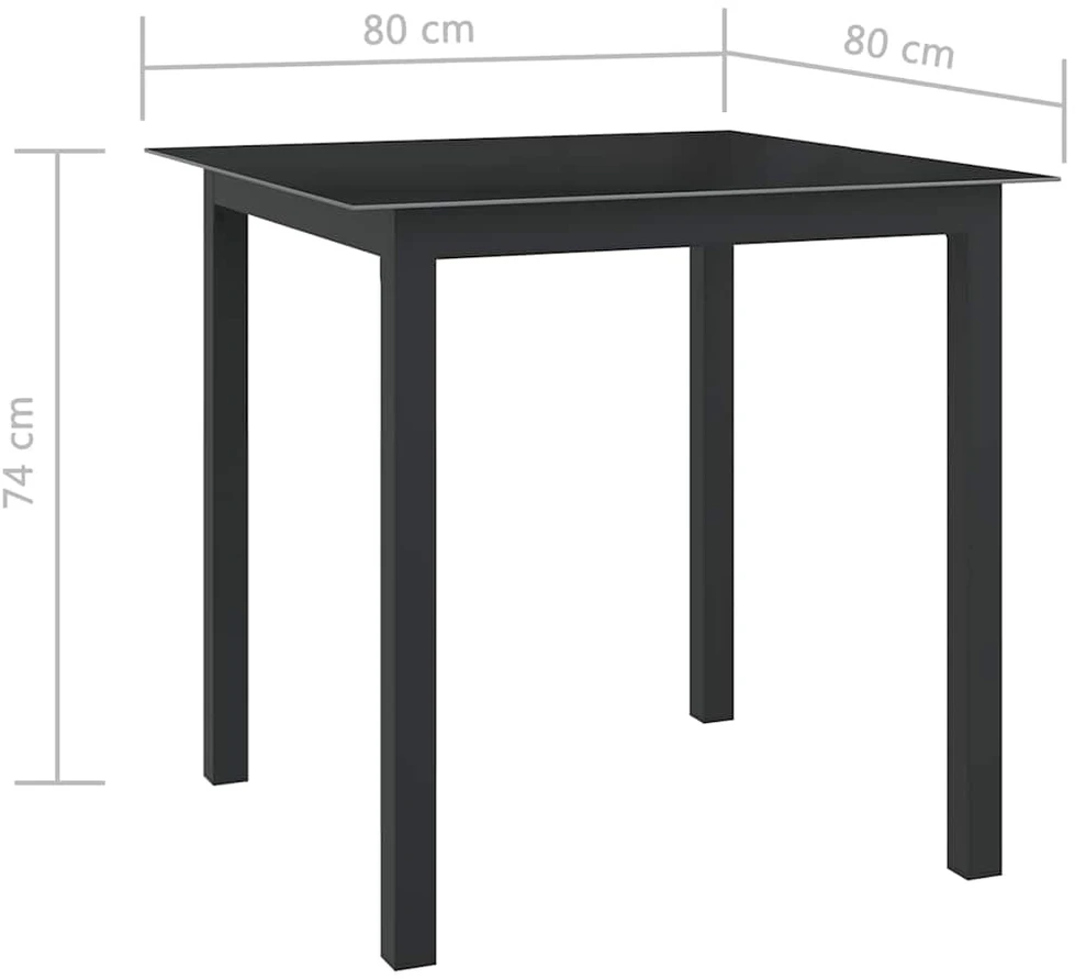 Lauko baldų komplektas Sodo valgomojo baldų komplektas, 5 dalių, antracito, aliuminis