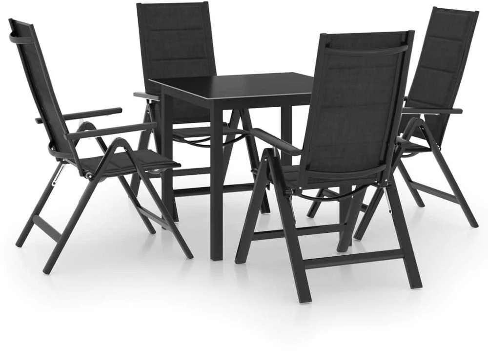 Lauko baldų komplektas Sodo valgomojo baldų komplektas, 5 dalių, antracito, aliuminis