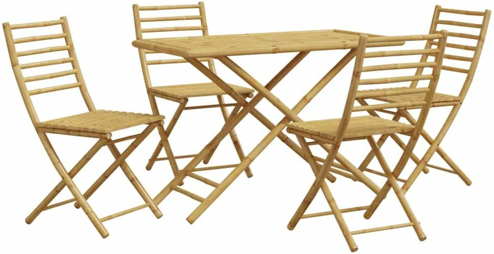 Lauko baldų komplektas Sodo valgomojo baldų komplektas, 5 dalių, bambukas