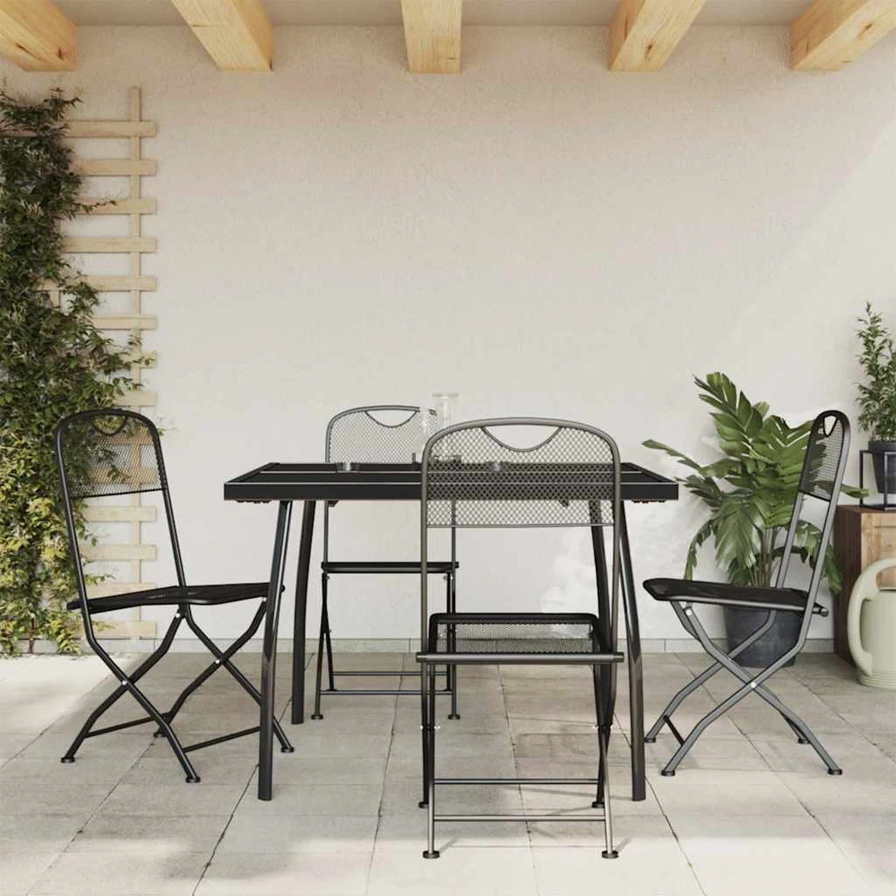 Lauko baldų komplektas Sodo valgomojo baldų komplektas, 5 dalių, antracito, metalas