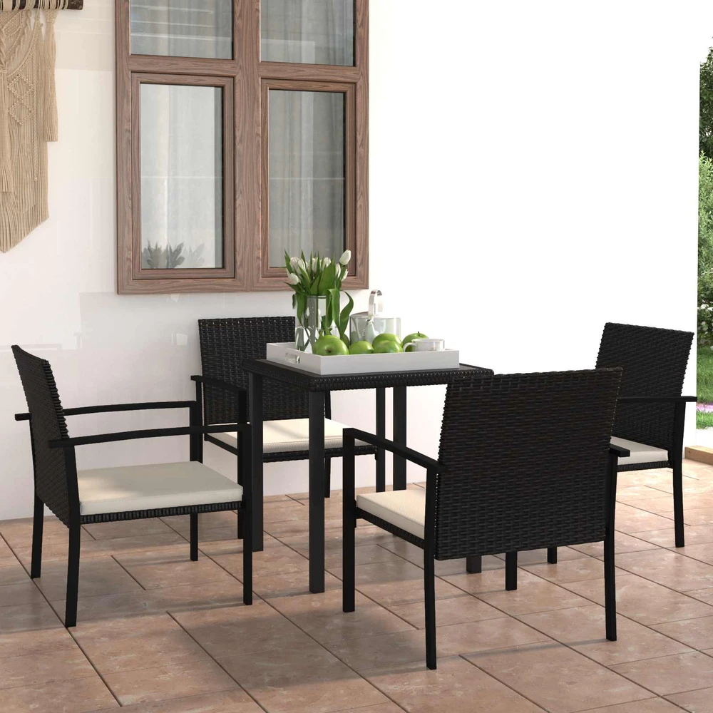 Sodo valgomojo komplektas 5 pcs Juoda poliratanas
