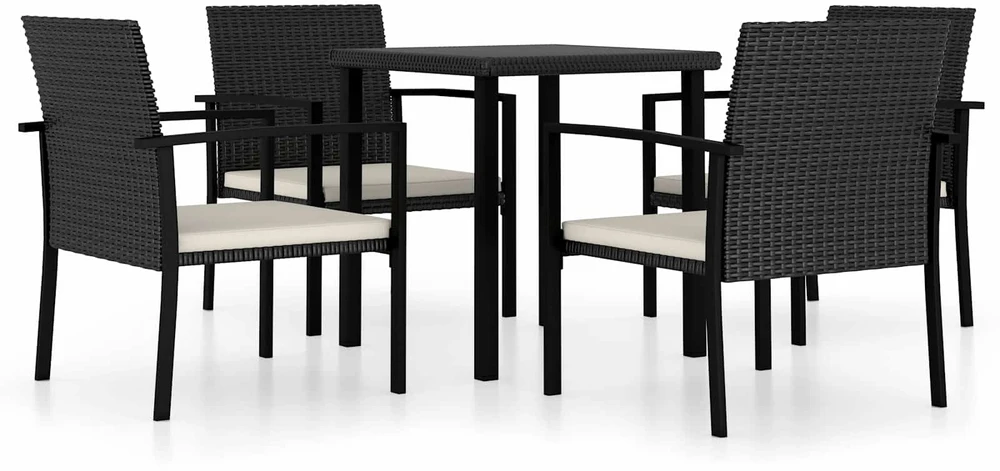 Sodo valgomojo komplektas 5 pcs Juoda poliratanas