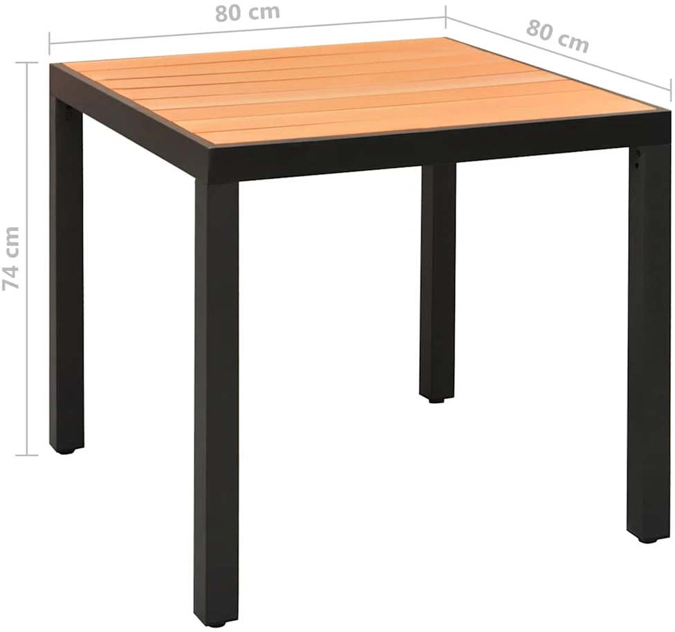 Lauko baldų komplektas Sodo valgomojo baldų komplektas, 5 dalių, juodas, aliuminis