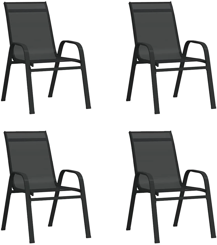 Lauko baldų komplektas Sodo valgomojo baldų komplektas, 5 dalių, juodos spalvos