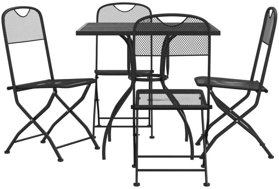 Lauko baldų komplektas Sodo valgomojo baldų komplektas, 5 dalių, antracito, metalas