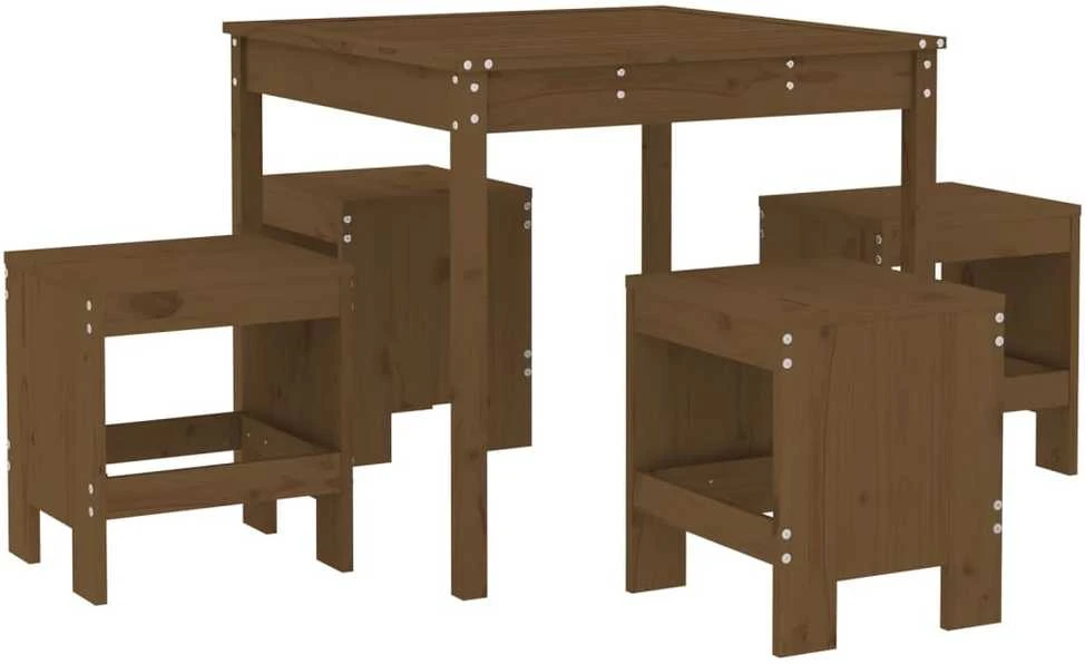 Lauko baldų komplektas Sodo valgomojo baldų komplektas, 5 dalių, medaus rudas, pušis