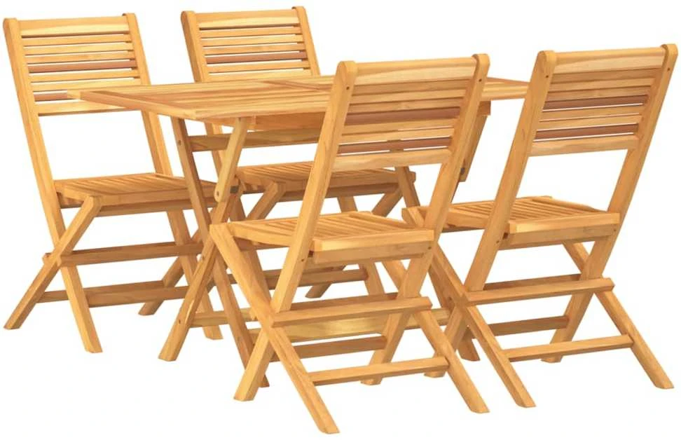 Lauko baldų komplektas Sodo valgomojo baldų komplektas, 5 dalių, tikmedžio masyvas