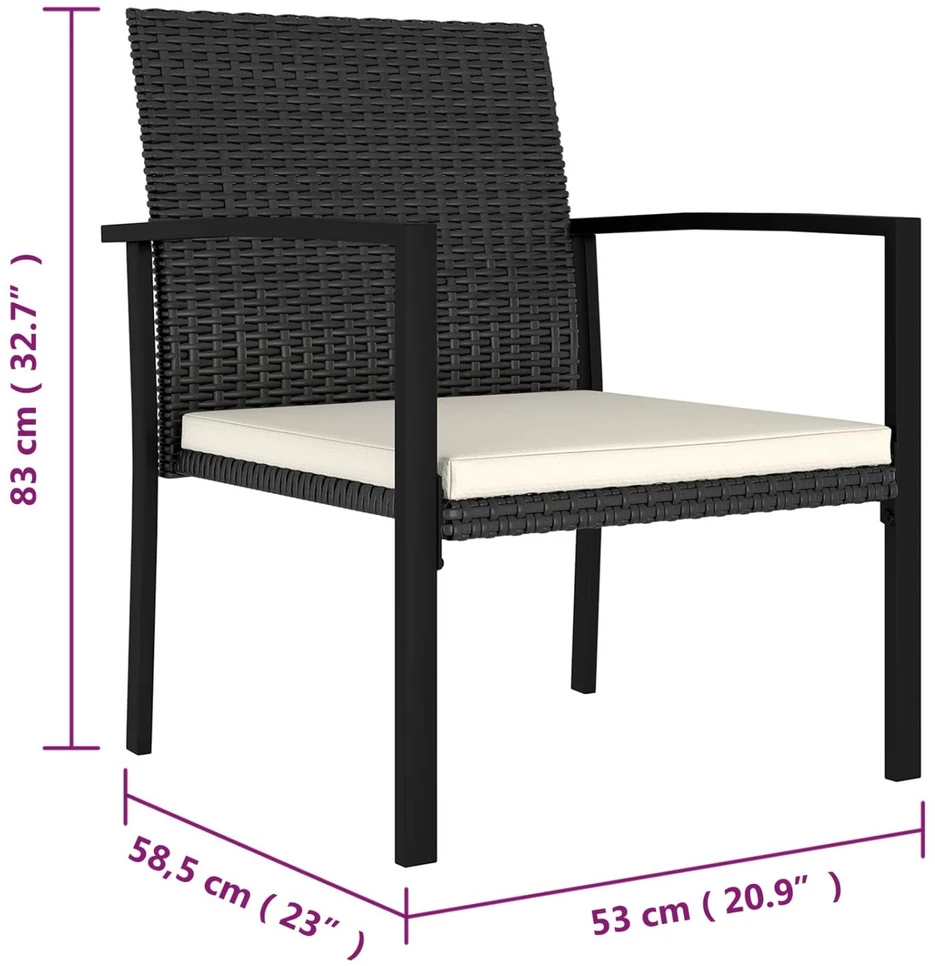 Sodo valgomojo komplektas 5 pcs Juoda poliratanas