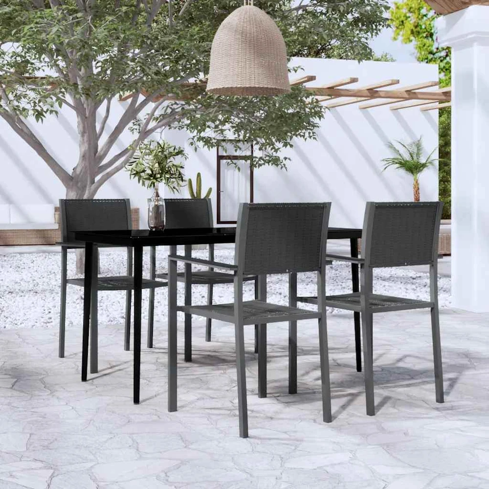 Lauko baldų komplektas Sodo valgomojo baldų komplektas, 5 dalių, juodos spalvos