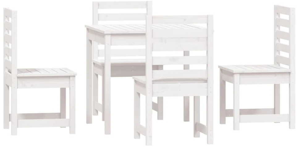 Lauko baldų komplektas Sodo valgomojo baldų komplektas, 5 dalių, baltas, pušis