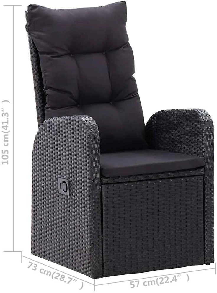 Lauko baldų komplektas Sodo valgomojo baldų komplektas, 5 dalių, juodos spalvos