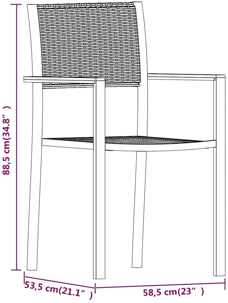 Lauko baldų komplektas Sodo valgomojo baldų komplektas, 7 dalių, juodos spalvos