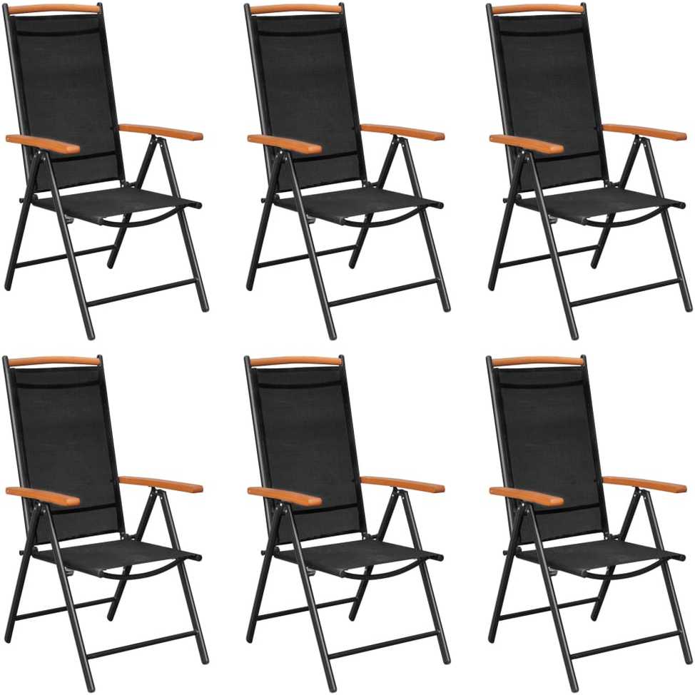 Lauko baldų komplektas Sodo valgomojo baldų komplektas, 7 dalių, juodas, aliuminis