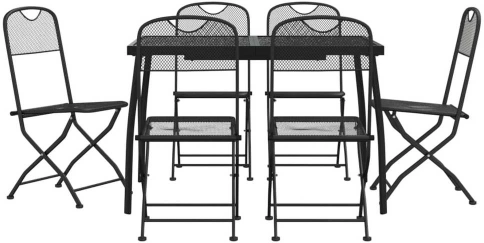 Lauko baldų komplektas Sodo valgomojo baldų komplektas, 7 dalių, antracito, metalas