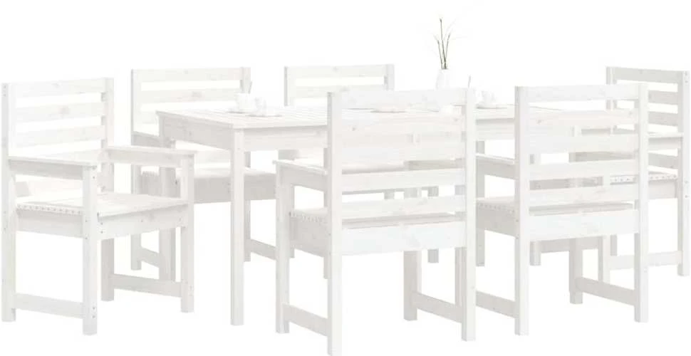Sofa Sodo valgomojo baldų komplektas, 7 dalių, baltas, pušis