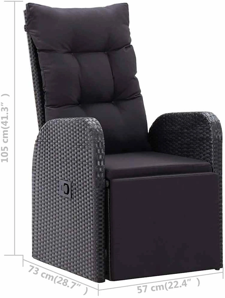 Lauko baldų komplektas Sodo valgomojo baldų komplektas, 7 dalių, juodos spalvos