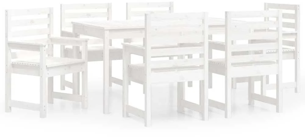 Sofa Sodo valgomojo baldų komplektas, 7 dalių, baltas, pušis