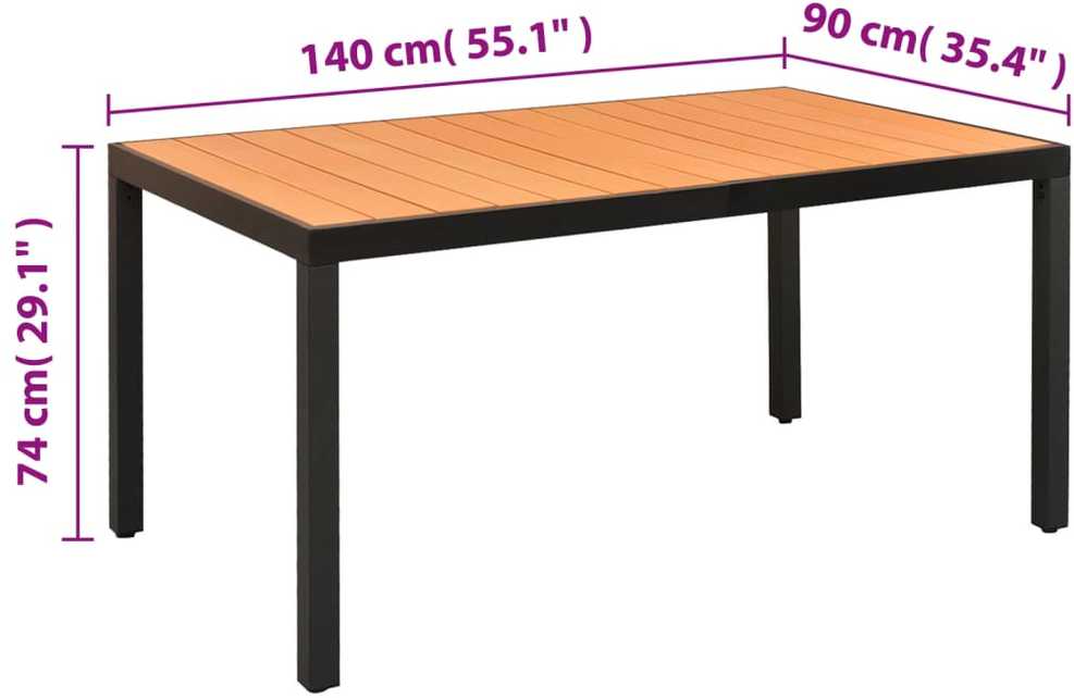 Lauko baldų komplektas Sodo valgomojo baldų komplektas, 7 dalių, juodas, aliuminis