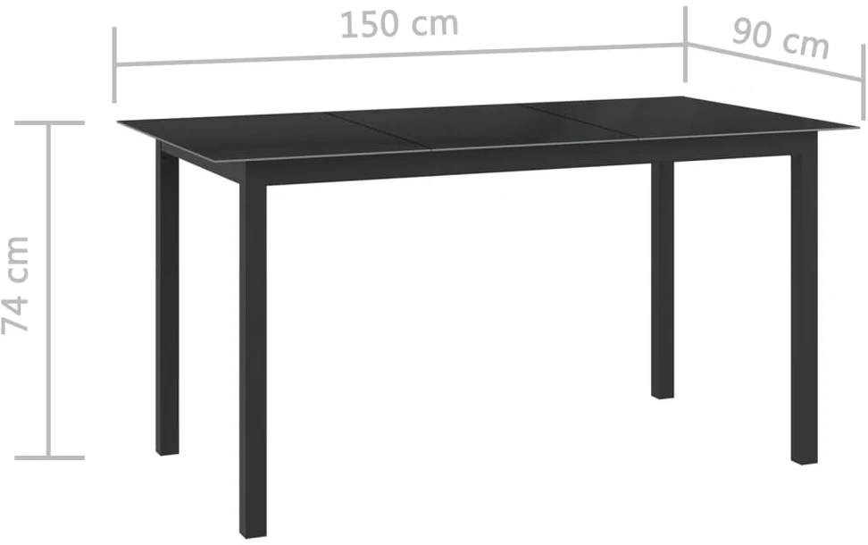 Lauko baldų komplektas Sodo valgomojo baldų komplektas, 7 dalių, antracito, aliuminis