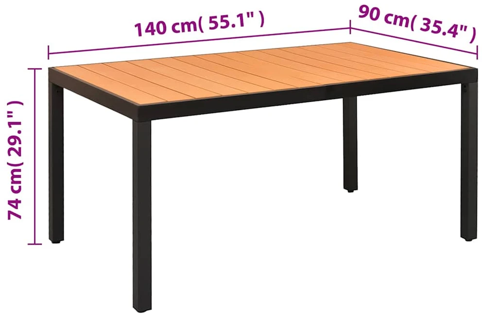 Lauko baldų komplektas Sodo valgomojo baldų komplektas, 7 dalių, juodas, aliuminis