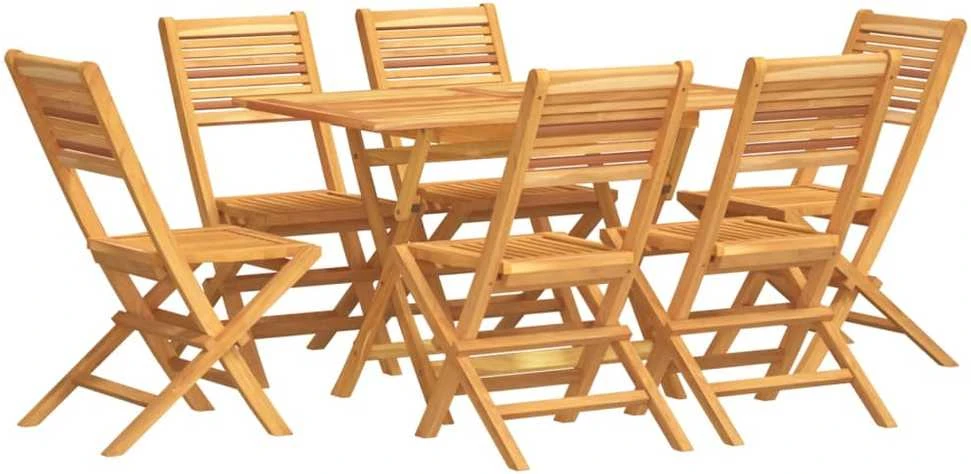 Lauko baldų komplektas Sodo valgomojo baldų komplektas, 7 dalių, tikmedžio masyvas