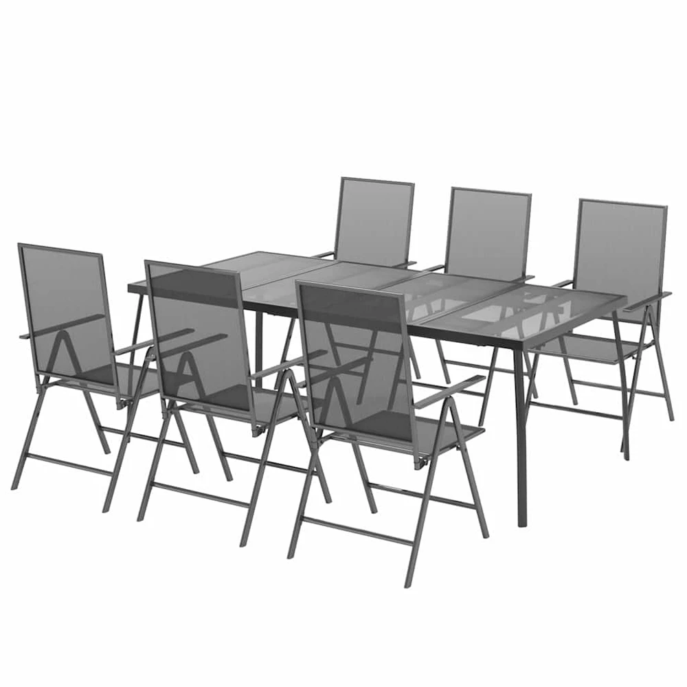 Lauko baldų komplektas Sodo valgomojo baldų komplektas, 7 dalių, antracito, plienas