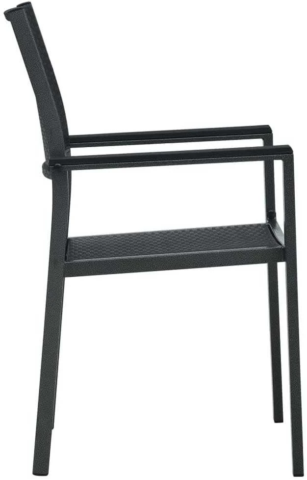 Lauko baldų komplektas Sodo valgomojo baldų komplektas, 7 dalių, juodos/baltos spalvos