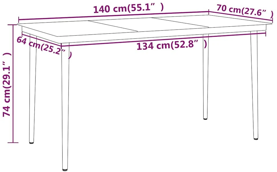Lauko baldų komplektas Sodo valgomojo baldų komplektas, 7 dalių, juodos spalvos