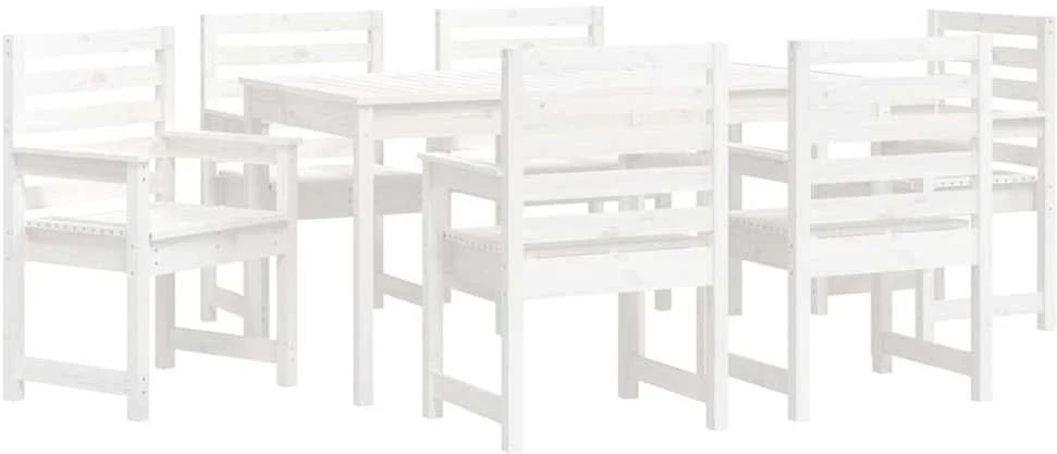 Sofa Sodo valgomojo baldų komplektas, 7 dalių, baltas, pušis