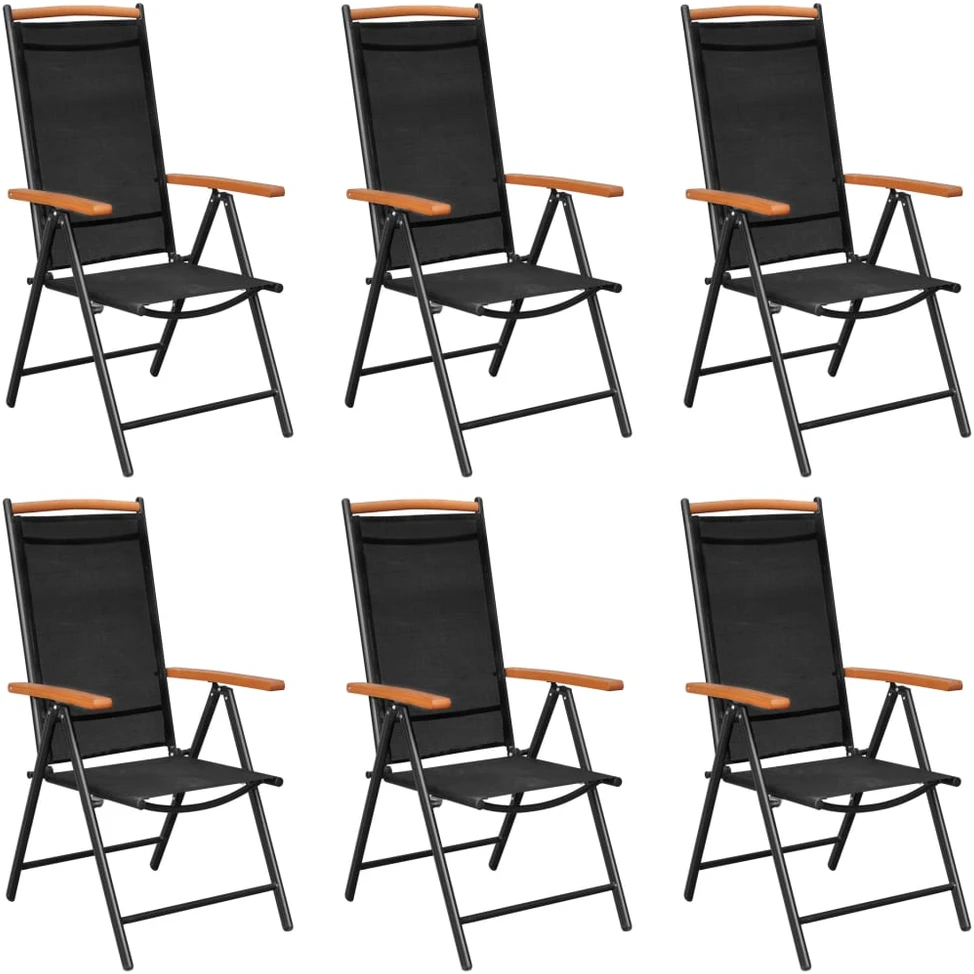 Lauko baldų komplektas Sodo valgomojo baldų komplektas, 7 dalių, juodas, aliuminis