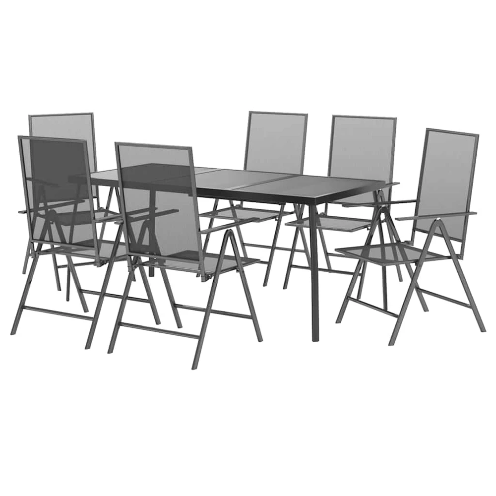 Lauko baldų komplektas Sodo valgomojo baldų komplektas, 7 dalių, antracito, plienas