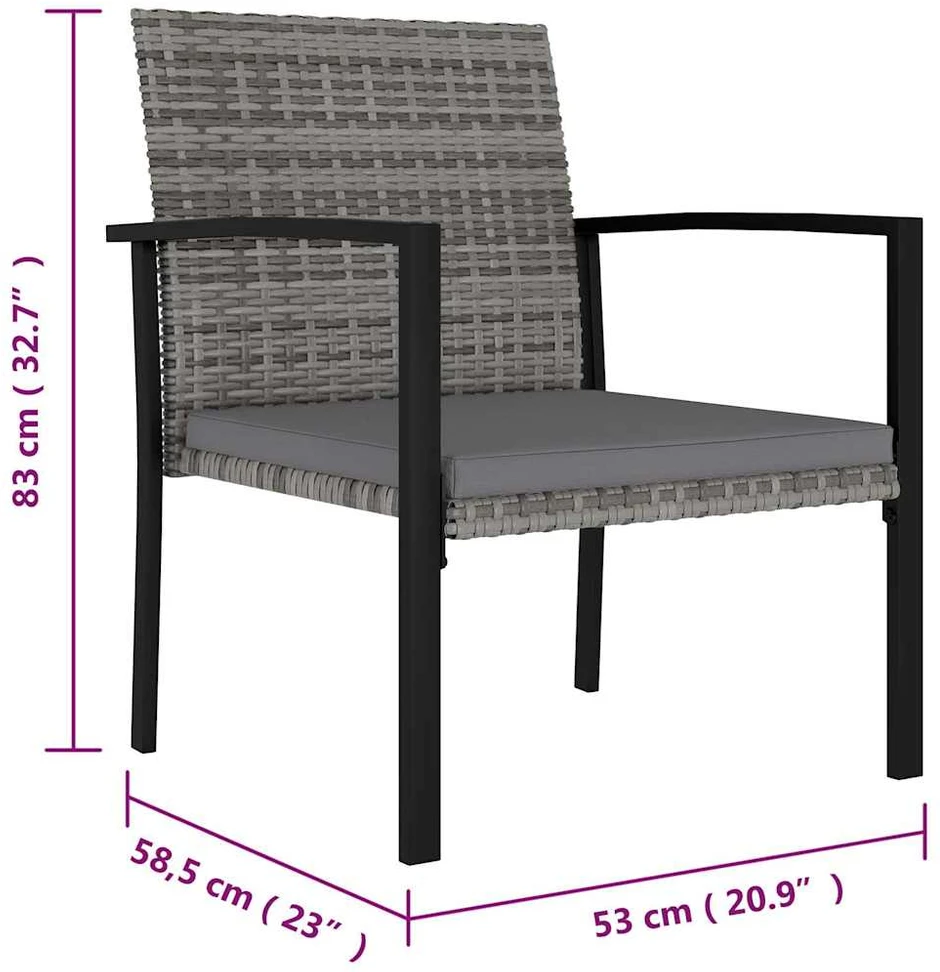 Lauko baldų komplektas Sodo valgomojo baldų komplektas, 7 dalių, pilkas, poliratanas