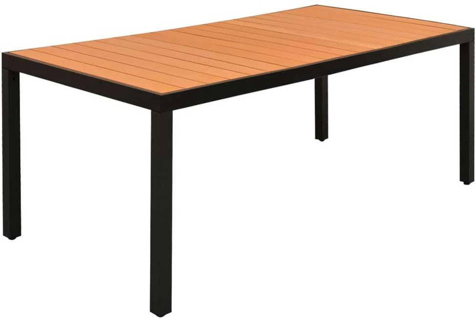 Lauko baldų komplektas Sodo valgomojo baldų komplektas, 9 dalių, juodas, aluminis