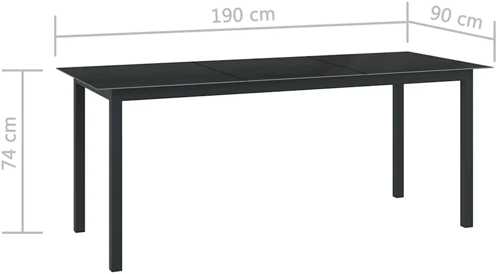 Lauko baldų komplektas Sodo valgomojo baldų komplektas, 9 dalių, antracito, aliuminis