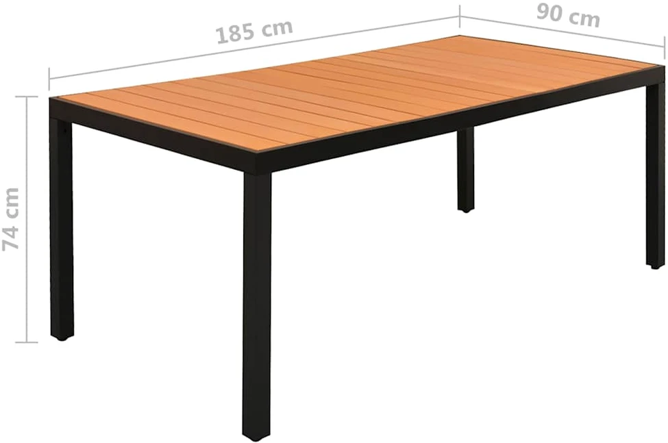 Lauko baldų komplektas Sodo valgomojo baldų komplektas, 9 dalių, juodas, aluminis