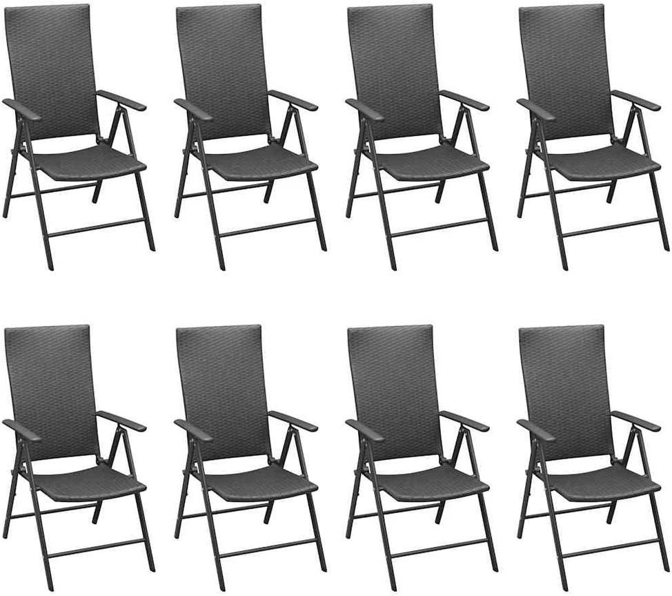 Lauko baldų komplektas Sodo valgomojo baldų komplektas, 9 dalių, juodas ir rudas