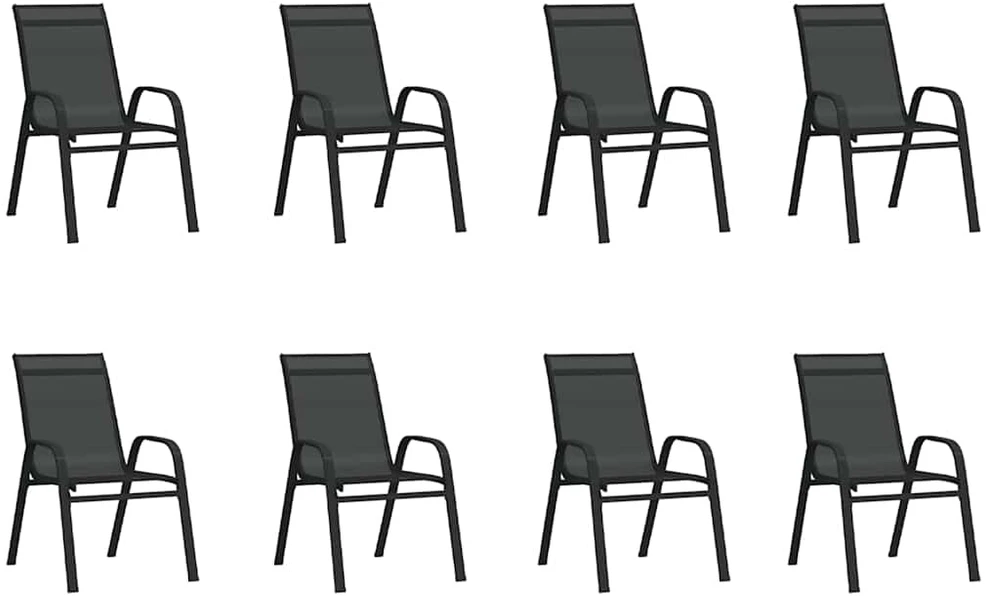 Lauko baldų komplektas Sodo valgomojo baldų komplektas, 9 dalių, juodos spalvos