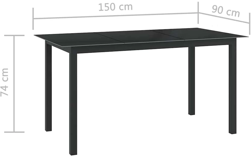 Lauko baldų komplektas Sodo valgomojo komplektas, 10 dalių, juodas ir antracito