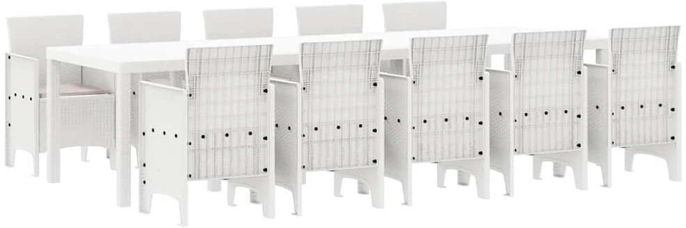 Lauko baldų komplektas Sodo valgomojo komplektas 11 vnt. Balta ir taupe