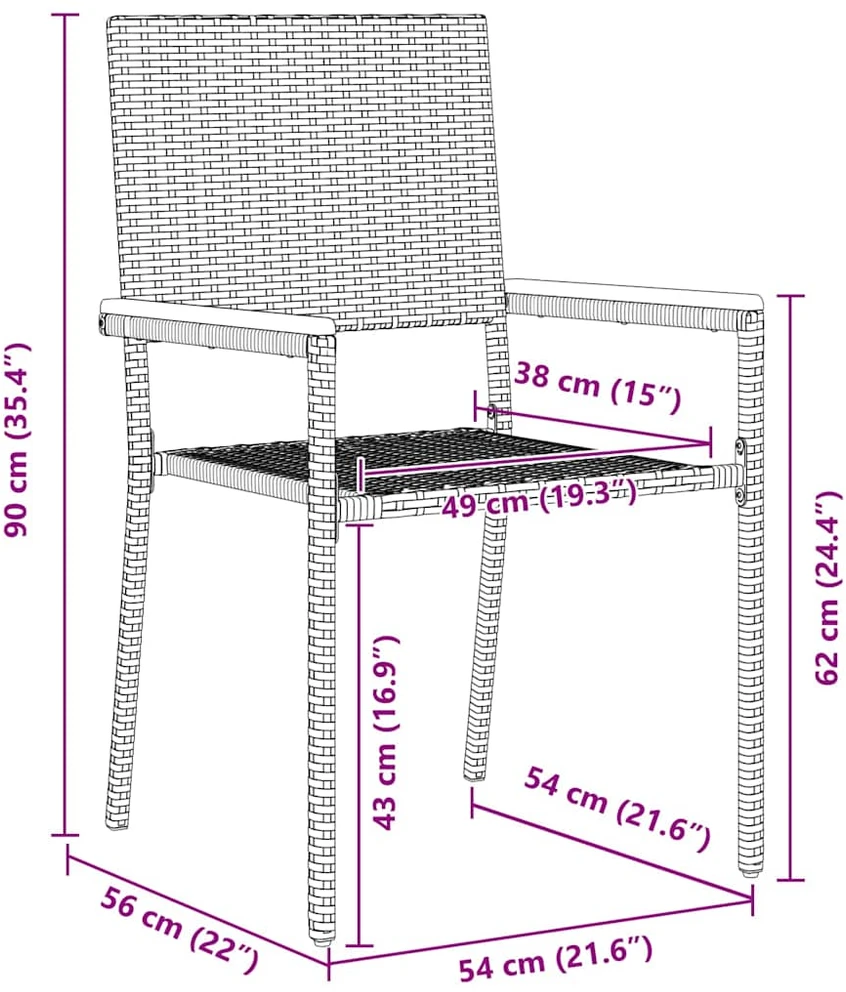 Sodo valgomojo komplektas 11 vnt. Juoda poliratanas