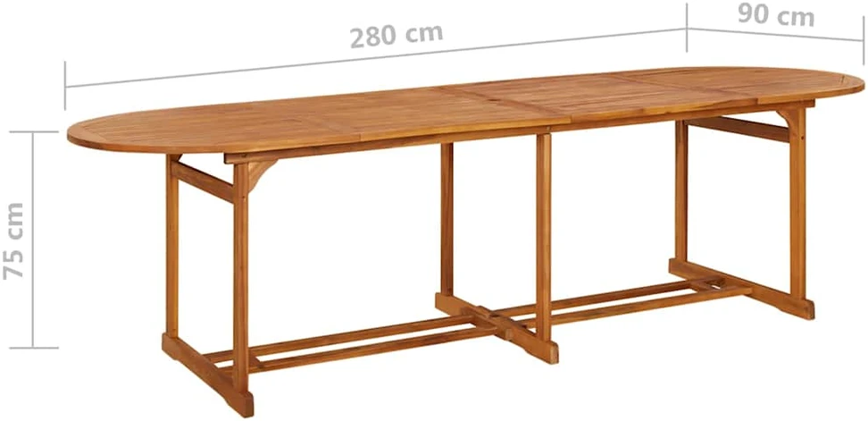 Lauko baldų komplektas Sodo valgomojo komplektas, 13 dalių, 280x90x75 cm, akacija