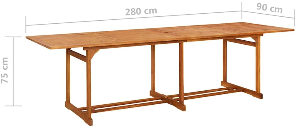 Sodo valgomojo komplektas, 13 dalių, 280x90x75 cm, akacija